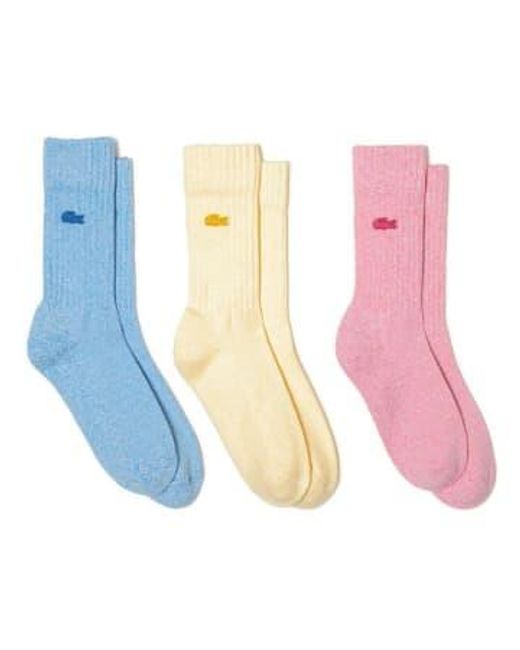 Lacoste Blue Sport Socks 3 Pack Ra6868 /pink/sky 39/42