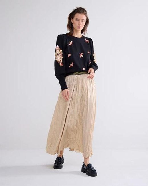 Summum Natural Metallic Crinkled Skirt