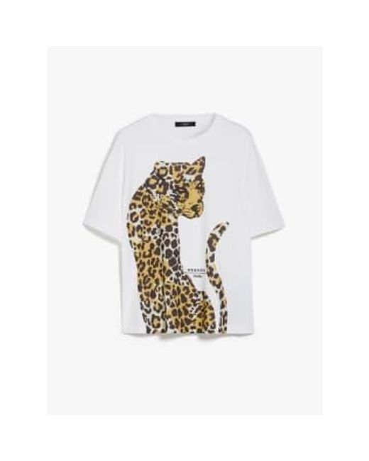 Weekend by Maxmara White Viterbo jaguar print t-shirt größe: s, col: weiß
