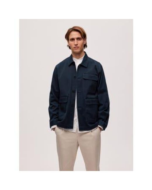 SELECTED Blue Navy Canvas Jacket M for men