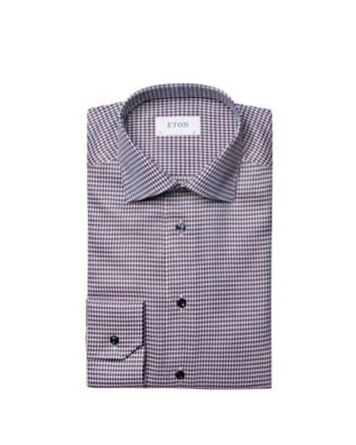Eton of Sweden Purple Contemporary Fit Hounds Tooth Check Platter Shirt 42 for men
