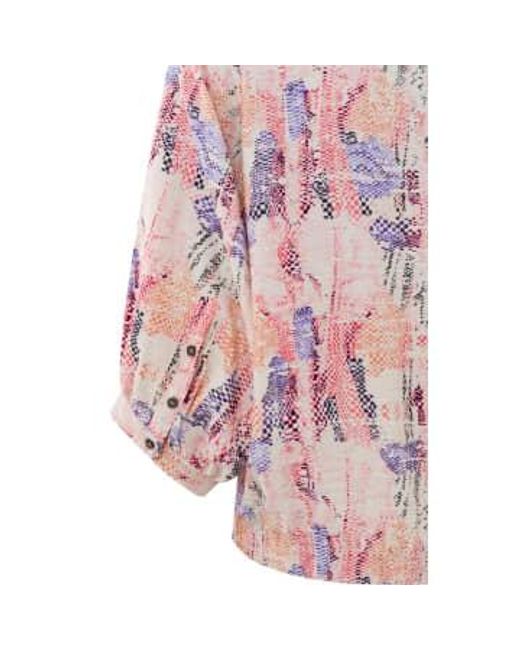 Yaya Pink Batwing Top With Boatneck And All Over Print