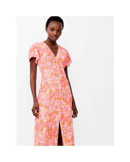 French Connection Red Persimmon Cass Delphine V-Neck Midi Dress