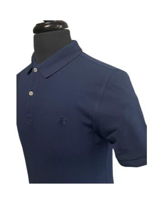 Vilebrequin Marine Marino Blue Piquet Baumwoll Schlankes passendes Polo T -Shirt für Herren