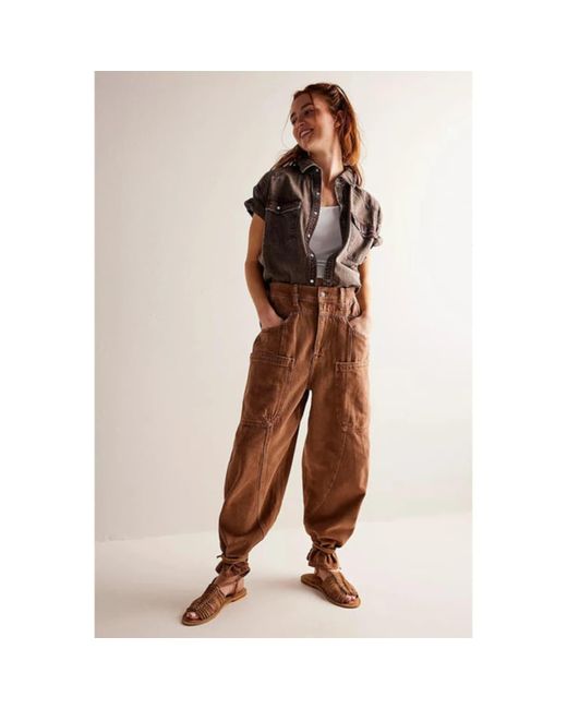Free People Brown New School Relaxed Jeans