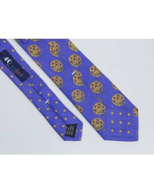 40 Colori Blue Apple Tree Printed Linen Tie Lilac /purple/pink for men
