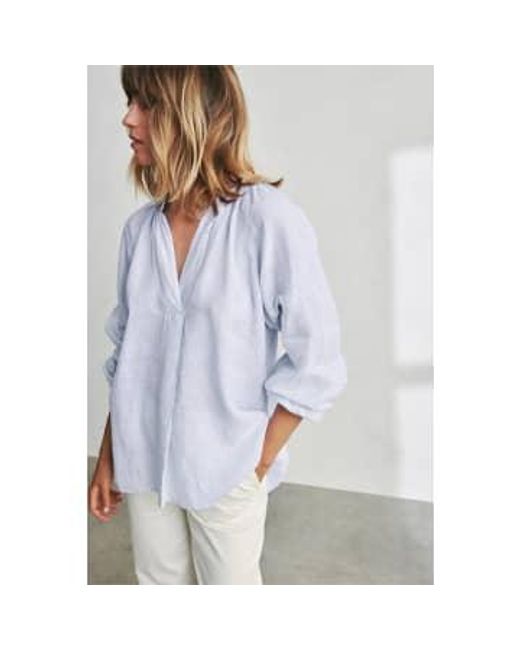 Ecoalf Blue Lia Striped Linen Shirt S