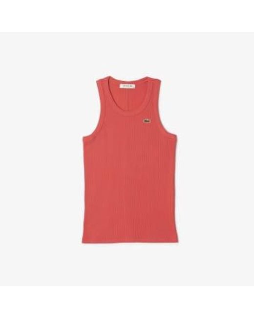Camiseta de tirantes de slim fit en algodón ecológico Lacoste de color Red