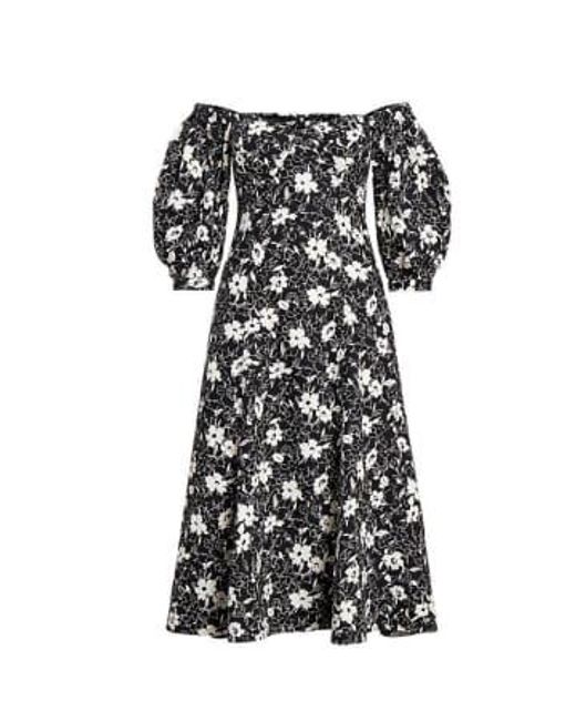 Ralph Lauren Black Coloured Floral Off The Shoulder Linen Dress 4