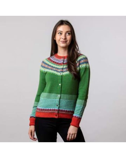 ERIBE Knitwear Green Alpine Lambswool Short Cardigan