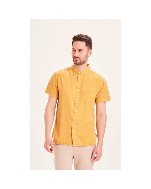 Knowledge Cotton Apparel 90884 Larch Garment Dyed Ss Custom Fit Shirt Honey  Gold in Orange for Men | Lyst