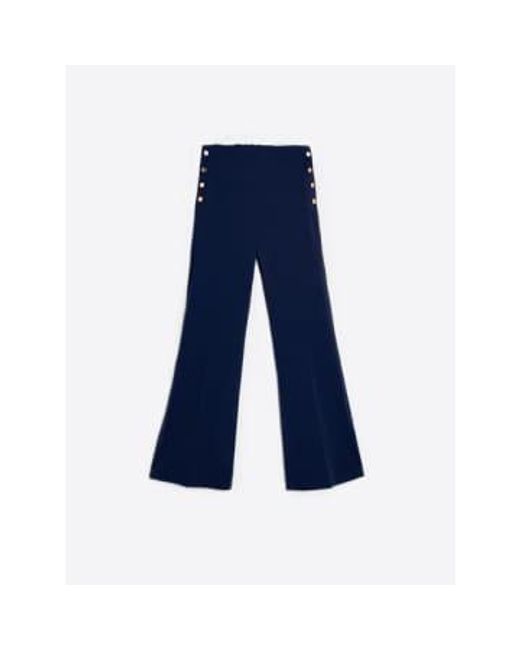 Vilagallo Blue Trouser Teodora Navy Knit Perfect Fit 38