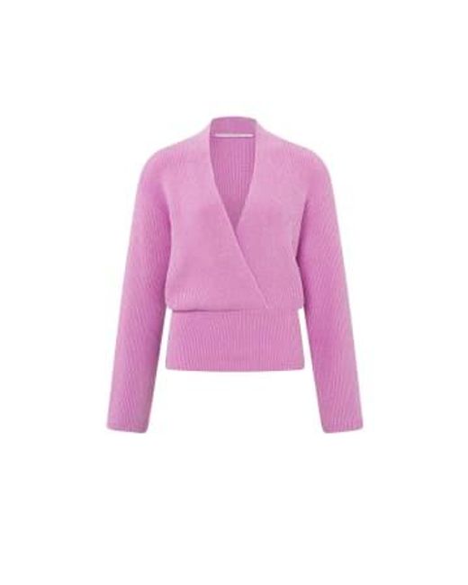 Cropped Wrap Sweater Wide Sleeves Or Phalaenopsis Pink di Yaya in Purple