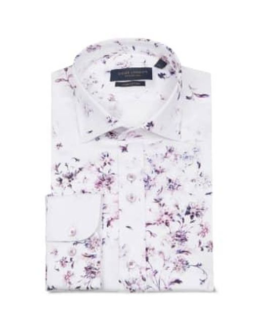 Guide London Blue Floral Print Shirt /white M for men