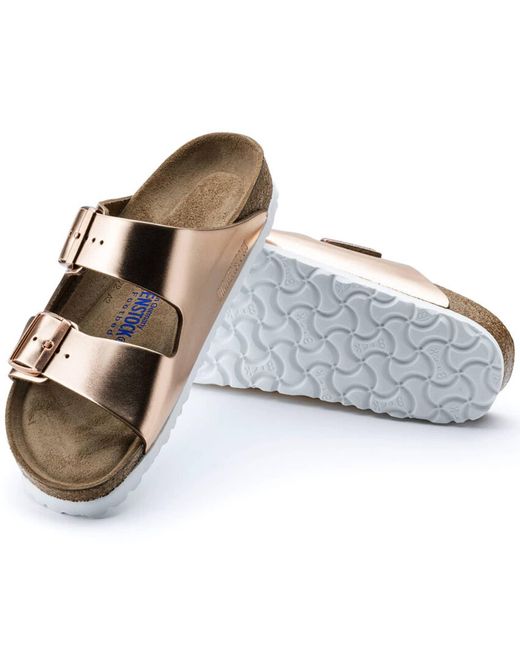 Birkenstock Leder En Arizona nl weiches Fußbett Metallic Kupferrosa für  Herren | Lyst DE