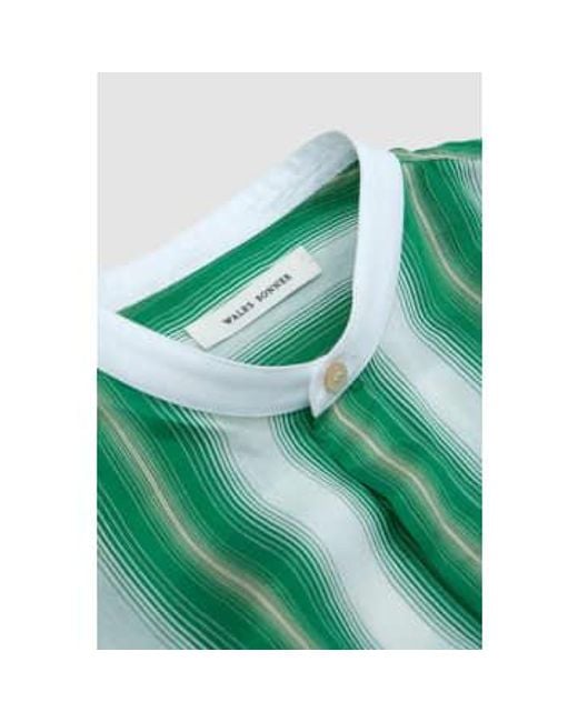 Wales Bonner Green Cadence Silk Shirt /ivory 46 for men