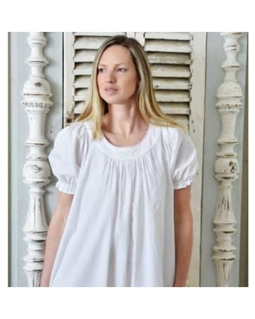 Powell Craft White Ladies Cotton Puff Sleeve Nightdress Juliet One Size