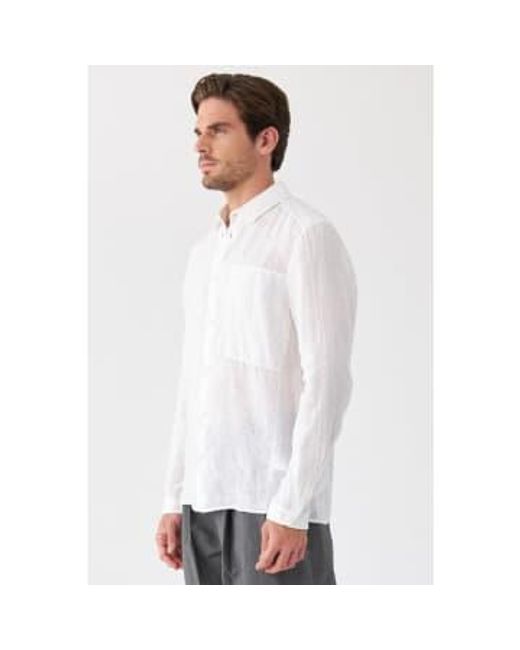Transit White Linen Shirt W/ Patch Pocket Double Extra Large for men