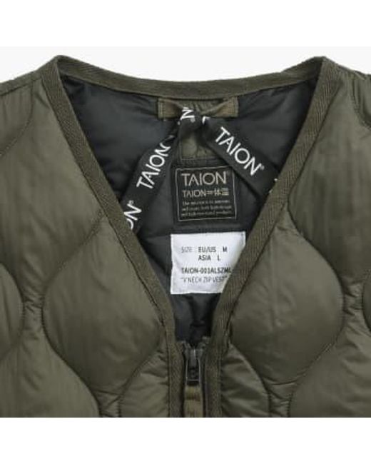 Taion Green Unisex Soft Shell Military Zip V-neck Down Jacket