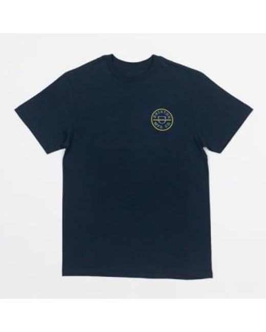 Brixton Crest ii kurzarm t-shirt in marine & gelb in Blue für Herren