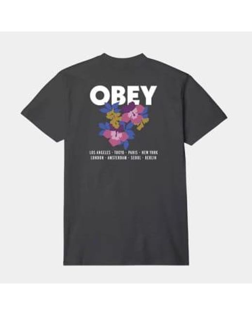 Floral Garden T Shirt di Obey in Black da Uomo