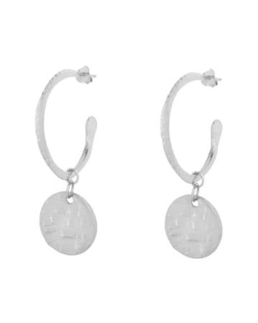 Silver Hoop And Coin Earrings di Ashiana in White