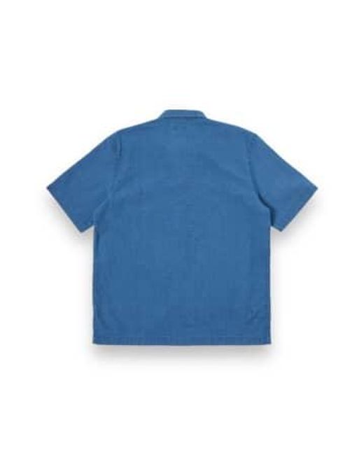 Universal Works Blue Road Shirt Seersucker 30656 Washed S for men