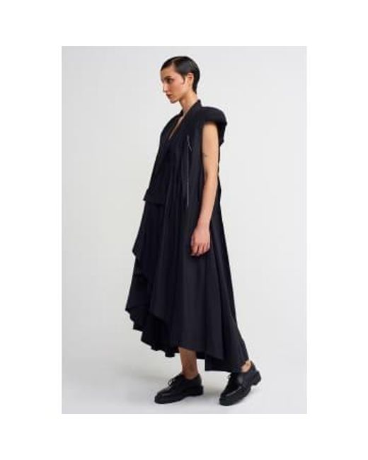 New Arrivals Blue Nu Sleeveless Coat With Dipped Hem