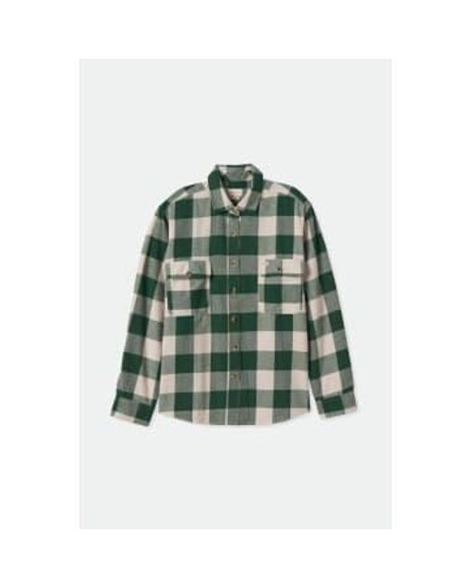 Brixton Green Pine Needle And Bowery Boyfriend Long Sleeve S Flannel