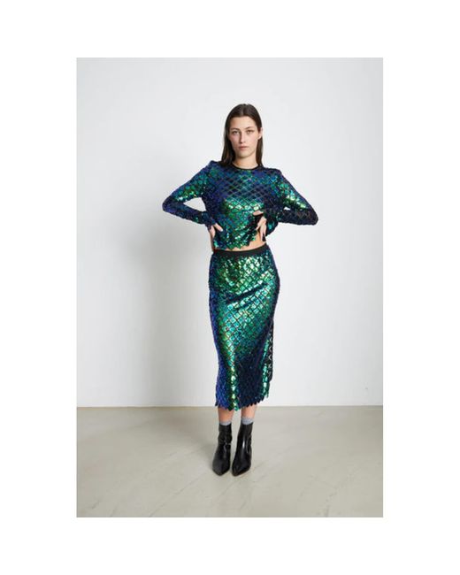 Stella Nova Sequins Skirt Aqua Blue
