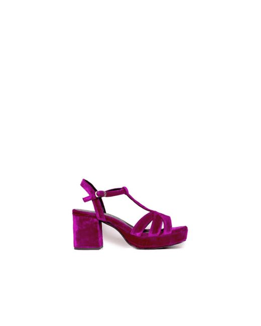 Esska Purple Charlie Magenta Velvet Heels From