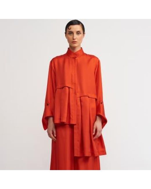 New Arrivals Red Nu Pleated Shirt 0