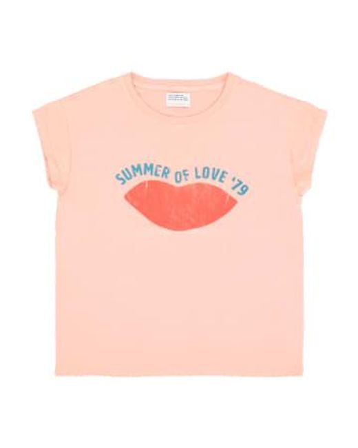 Sisters Department Pink Short Lips Sleeve T -shirt Coral S
