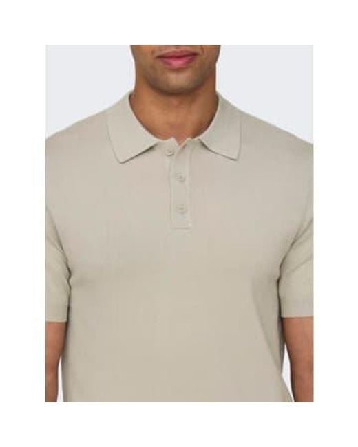 Only & Sons Gray Only And Sons Knitted S/s Polo for men
