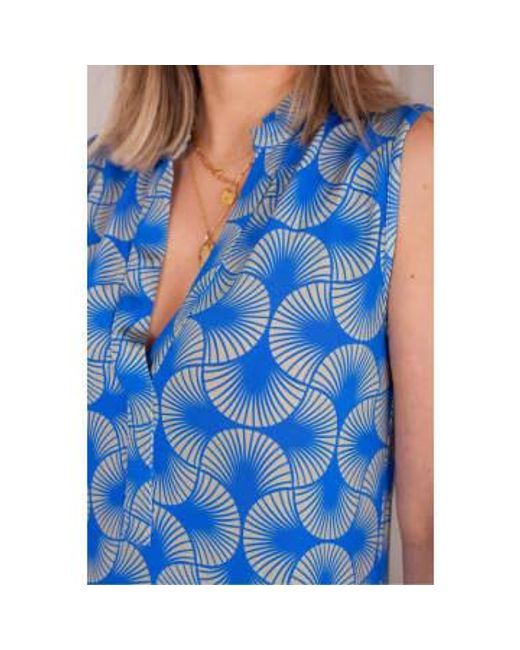 Printed Sleeveless Maxi Dress In di ROSSO35 in Blue
