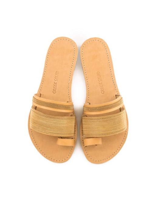 Greek Salad Sandals Gold Chain Leather Sandal in Metallic | Lyst