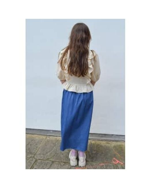 Ichi Blue Krista Washed Denim Skirt 38