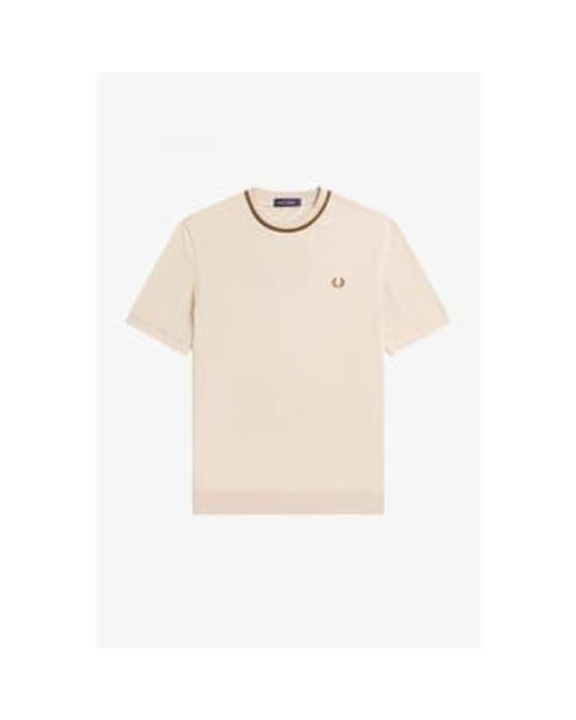 Fred Perry Natural Crew Neck Pique T-shirt Oatmeal Medium for men