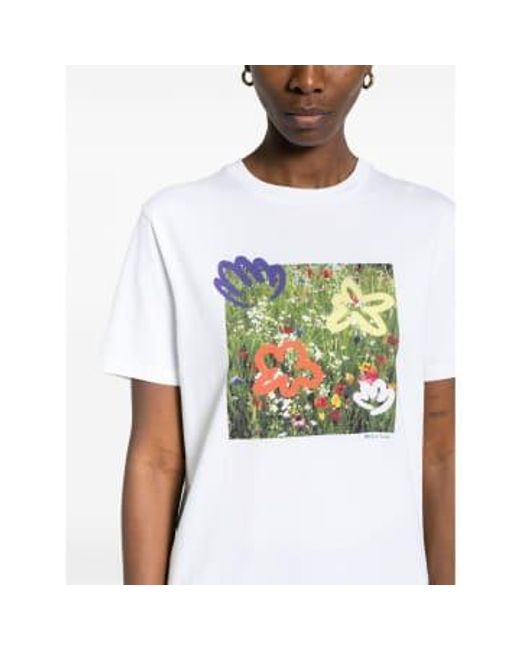 Paul Smith White Wildflowers Cartoon Graphic T-shirt Col: 01 , Size: L