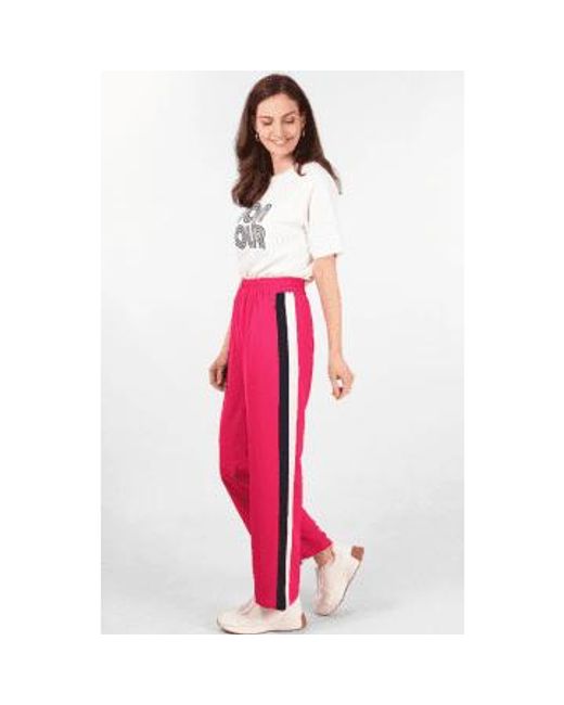 Pantalones pierna ancha elasticada cintura elástica en rosa fuerte MSH de color Red