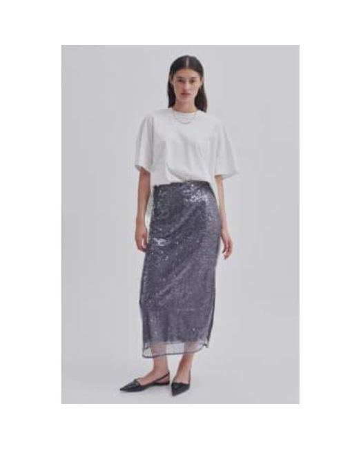 Vaja Sequin Skirt Stormy Weather di Second Female in Gray