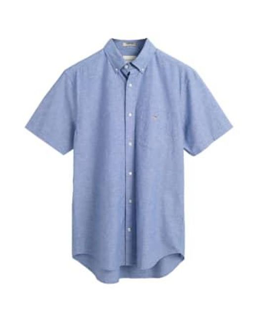 Regular Fit Cotton Linen Short Sleeve Shirt 1 di Gant in Blue da Uomo