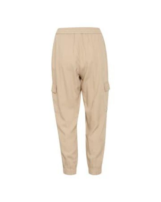 Kaffe Natural Kamilia Cropped Linen Mix Trousers