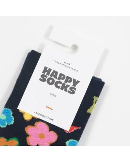 Happy Socks White Blumensocken in marine & multi
