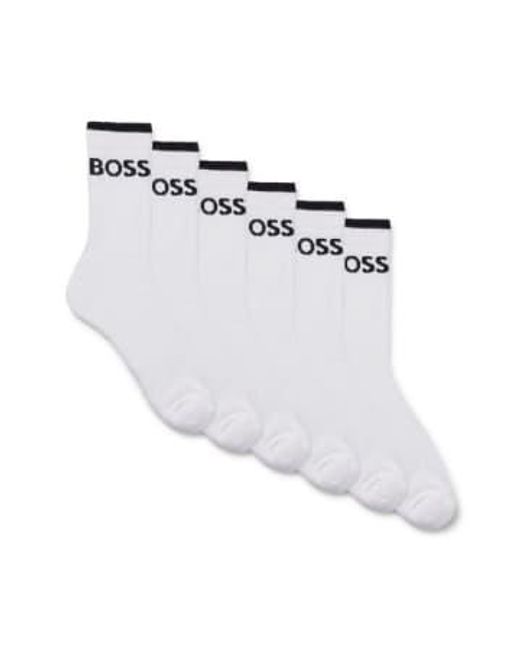Boss 6 pack qs sportsocke in White für Herren