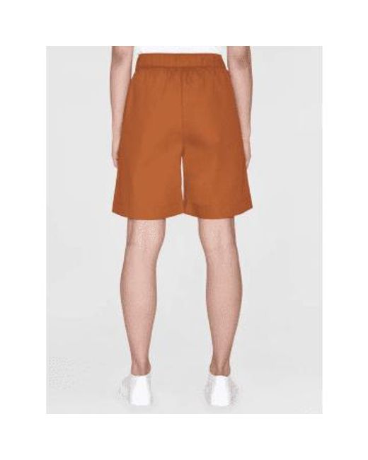 Knowledge Cotton Orange 2050010 posey wid mid-rise poplin bermuda shorts leder braun