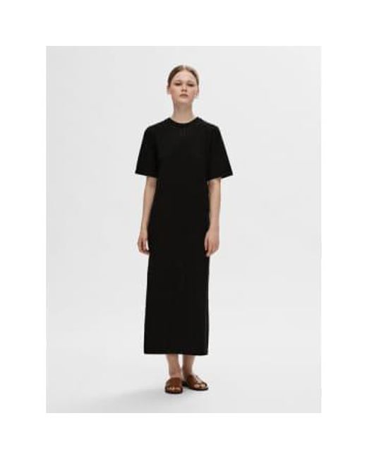 SELECTED Black Helena Knitted Midi Dress S