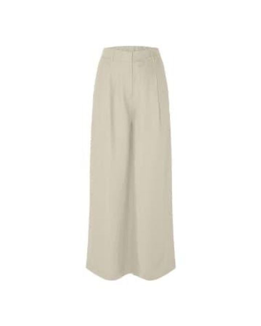 Slflyra Sandshell Wide Linen Trousers di SELECTED in Natural