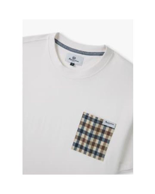 Mens Active Club Check Pocket T Shirt In Optical di Aquascutum in White da Uomo