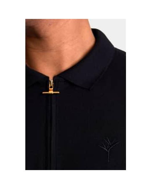 Android Homme Black Embroidered Long Sleeve Zip Polo Double Extra Large for men